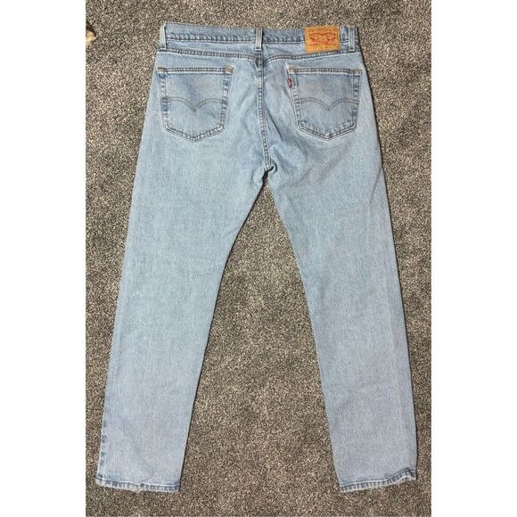Levis 505 Jeans Mens 34x32 Blue Denim Regular Straight Medium Wash - Picture 2 of 10